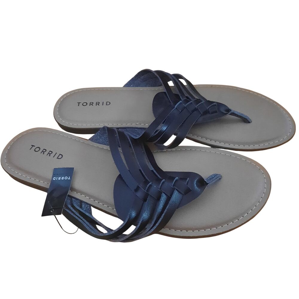 Torrid Womens Black Braided Flip Flop Sandals Extra Wide Width Size 11 NWT